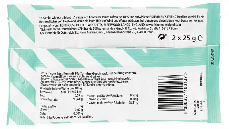 Fishermans Friend Cough Drops | Fisherman'S Friend Mint Without Sugar | Fishermans Friend Cough Sweets | Fisherman Friends Sweets | 1,7 Ounce Total - Image 2