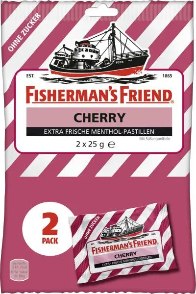 Fishermans Friend Cough Drops | Fisherman'S Friend Cherry Without Sugar | Fishermans Friend Cough Sweets | Fisherman Friends Sweets | 1,7 Ounce Total