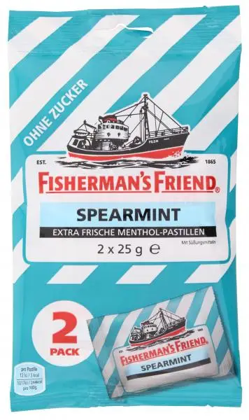 Fishermans Friend Cough Drops | Fisherman'S Friend Spearmint Without Sugar | Fishermans Friend Cough Sweets | Fisherman Friends Sweets | 1,7 Ounce Total