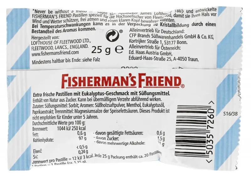 Fishermans Friend Cough Drops | Fisherman'S Friend Eucalyptus Without Added Sugar | Fishermans Friend Cough Sweets | Fisherman Friends Sweets | 0,8 Ounce Total - Image 2