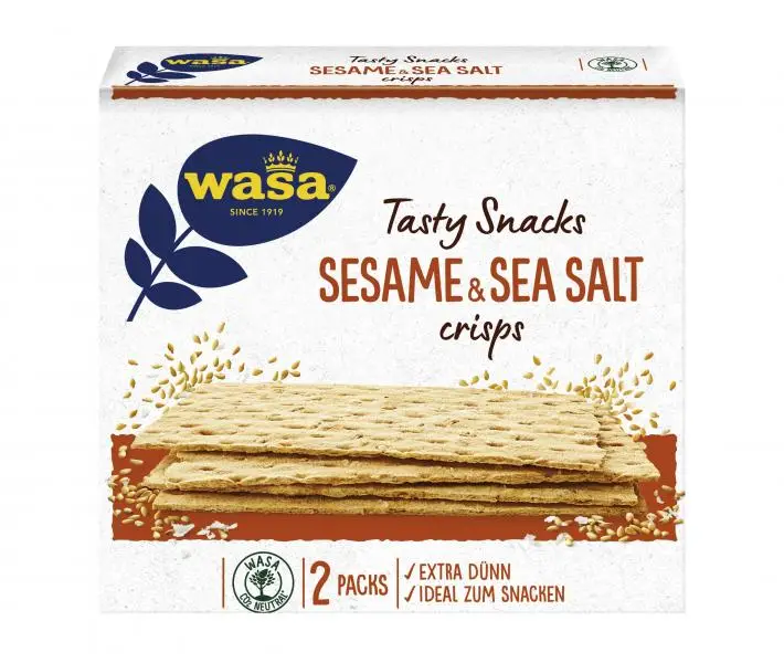 Bolachas Wasa | Bolachas Wasa Crispbread Tasty Snacks com gergelim e sal marinho | Bolachas Wasa Crispbread | Pão Wasa | 6,7 onças no total