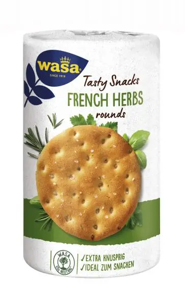 Bolachas Wasa | Bolachas Wasa com ervas francesas | Pão estaladiço Wasa | Pão Wasa | 7,2 onças no total