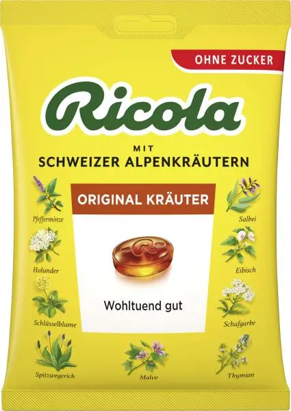 Ricola Cough Drops | Ricola Original Herbs Without Sugar | Ricola Candy | Ricola Drops | 2,6 Ounce Total