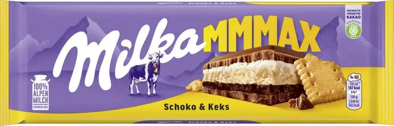 Doces de chocolate Milka | Barra de chocolate e biscoito Milka Xxl | Barras Milka | Doces Milka | 10,5 onças no total