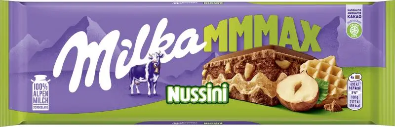 Doces de chocolate Milka | Barra Milka Xxl Nussini | Barras Milka | Doces Milka | 9,5 onças no total