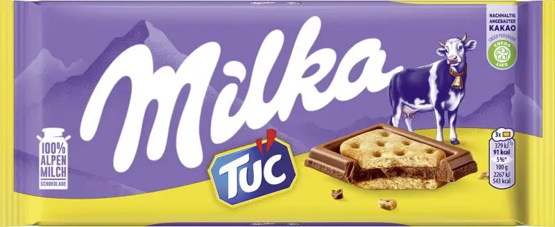 Chocolate Milka | Barra Milka Milk & Tuc Cracker | Barras Milka | Chocolate Milka | 3 onças no total