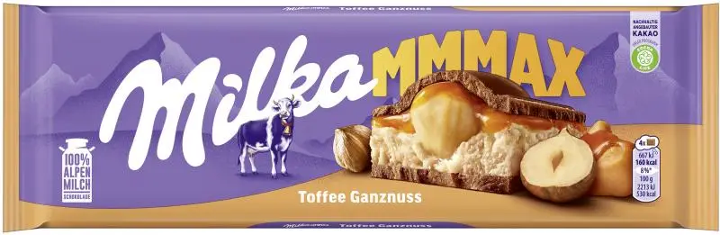 Doces de chocolate Milka | Barra Milka Xxl Toffee Whole Nut | Barras Milka | Doces Milka | 10,5 onças no total