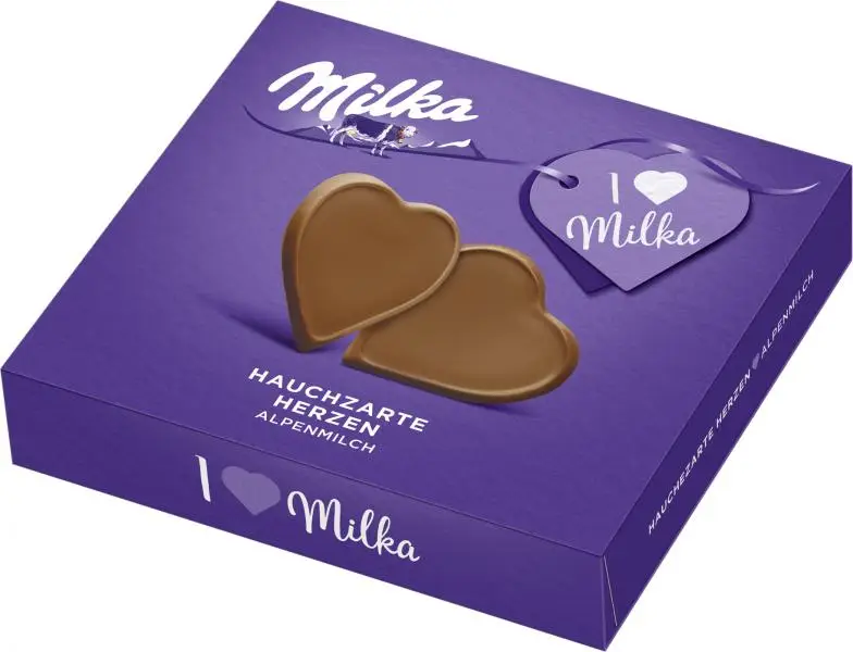 Chocolate Milka | Barras Milka Tender Hearts Alpine Milk | Barras Milka | Chocolate Milka | 4,5 onças no total
