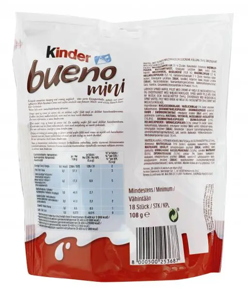 Chocolat Kinder | Mini Kinder Bueno | Barres Kinder | Barres chocolatées Kinder | 3,8 onces au total – Image 2