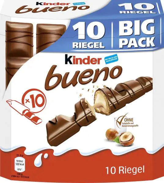 Chocolat Kinder | Kinder Bueno | Barres Kinder | Barres chocolatées Kinder | 7,5 onces au total
