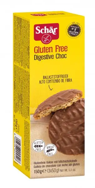 Biscoitos Schär | Schär Digestive Choc | Biscoitos Schär | Pão Schär | 5,2 onças no total