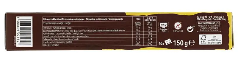 Biscoitos Schär | Biscoito Schär Choco Biscuit Chocolate Amargo | Biscoitos Schär | Pão Schär | 31,7 onças no total - Image 4