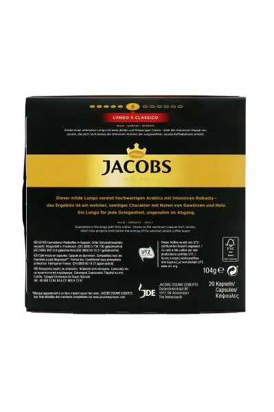 Jacobs Coffee | Jacobs Coffee Capsules Lungo 6 Classico, 20 Capsules | Jacobs Kaffee | Jacobs Kronung | 3,6 Ounce Total - Image 2
