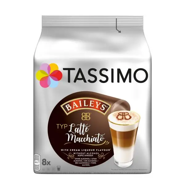 Tassimo Coffee Discs | Tassimo Capsules Type Latte Macchiato Baileys, 8 Coffee Capsules | Tassimo Coffee Pods | Tassimo Pods | 9,3 Ounce Total