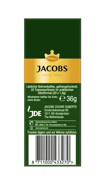 Jacobs Coffee | Jacobs Instant Coffee Krönung, 20 Sticks | Jacobs Kaffee | Jacobs Kronung | 1,2 Ounce Total - Image 2