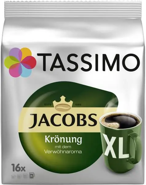 Tassimo Coffee Discs | Tassimo Capsules Jacobs Krönung Xl, 16 Coffee Capsules | Tassimo Coffee Pods | Tassimo Pods | 5 Ounce Total