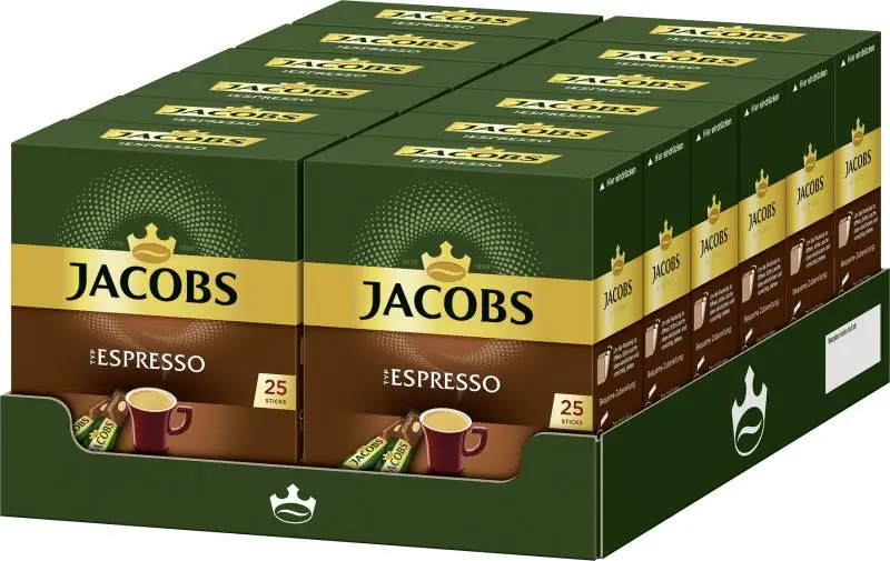 Café Jacobs | Café instantané Jacobs Espresso, 25 sticks de café instantané | Jacobs Kaffee | Jacobs Kronung | 21,1 onces au total