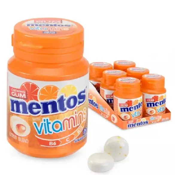 Mentos Gum Citrus | Mentos Pure Fresh Sugar-free Chewing Gum | 6 Bottles x 30pcs