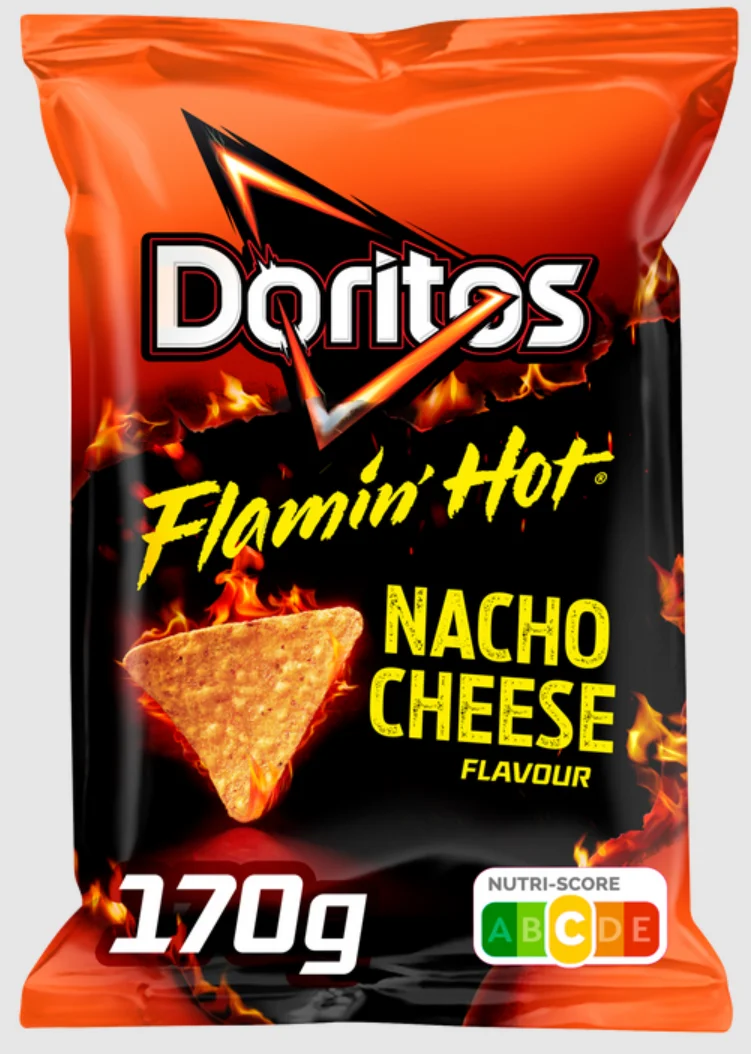 Doritos Flamin Hot | Batatas fritas Doritos | Doritos Nacho Cheese Flamin Hot | Peso total 6,53 onças