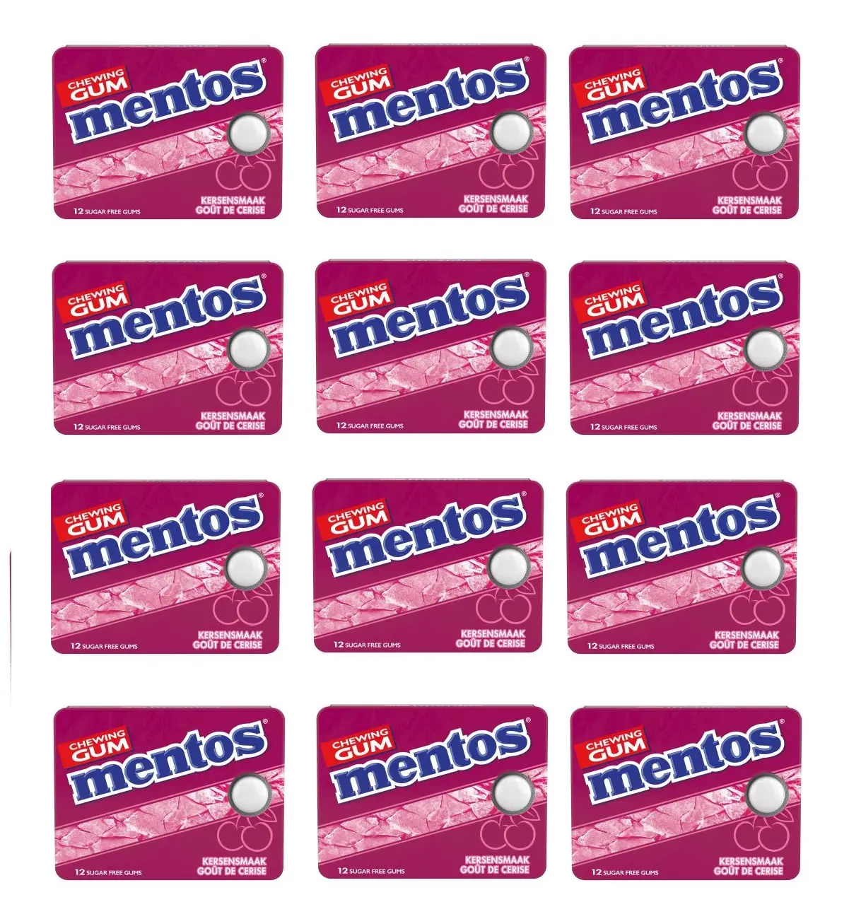 Mentos Kaugummi Großpackung | 12x Mentos Kaugummi Kirschgeschmack
