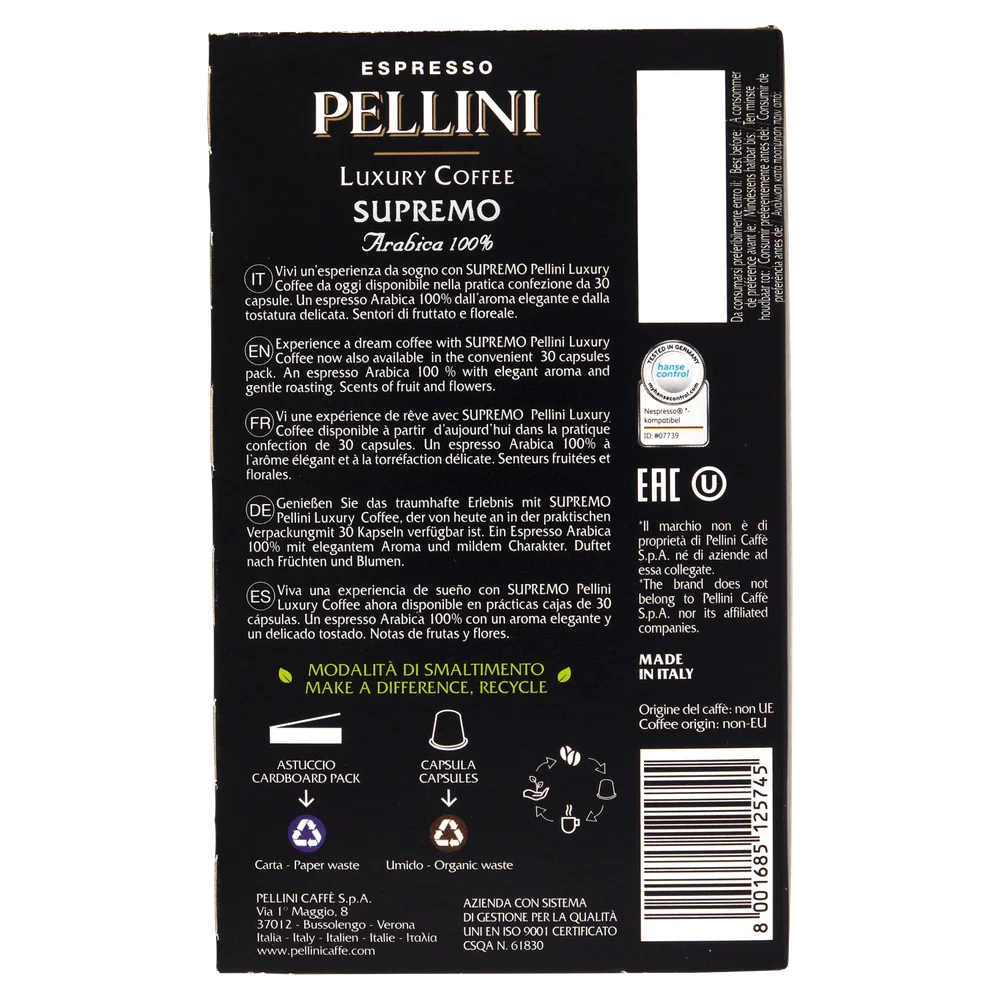 Pellini Coffee | Supreme Pellini Coffee Pods Compatible Nespr | Pellini Espresso | Pellini Caffe | 5,2 Ounce Total - Image 3