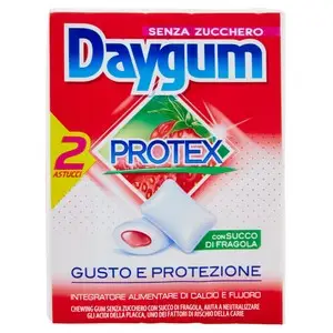 Daygum Kaugummi | Kaugummi Daygum Protex Gel Erdbeere aus 2 | Daygum Gum | Italienischer Kaugummi | 2,1 Unzen insgesamt