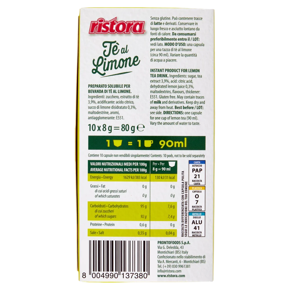 Ristora Tea | Refreshment Lemon In Nespr Compatible Pods 10 Pcs | Italian Tea | Ristora Italy | 2,8 Ounce Total - Image 3