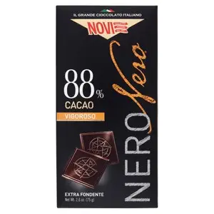 Novi Chocolate | Tablet Of Dark Chocolate 88% Black Novi Novi | Novi Italian Chocolate | Novi Cioccolata | 2,6 Ounce Total