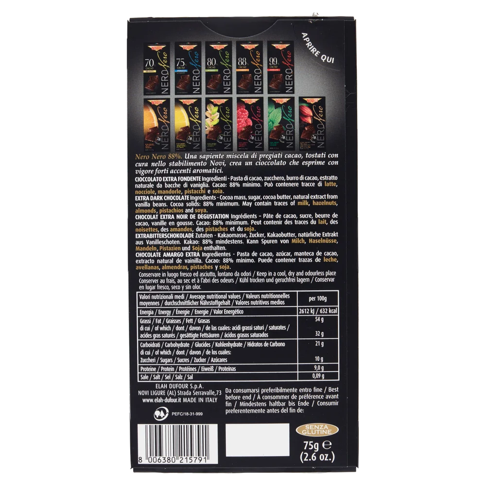 Novi Chocolate | Tablet Of Dark Chocolate 88% Black Novi Novi | Novi Italian Chocolate | Novi Cioccolata | 2,6 Ounce Total - Image 3