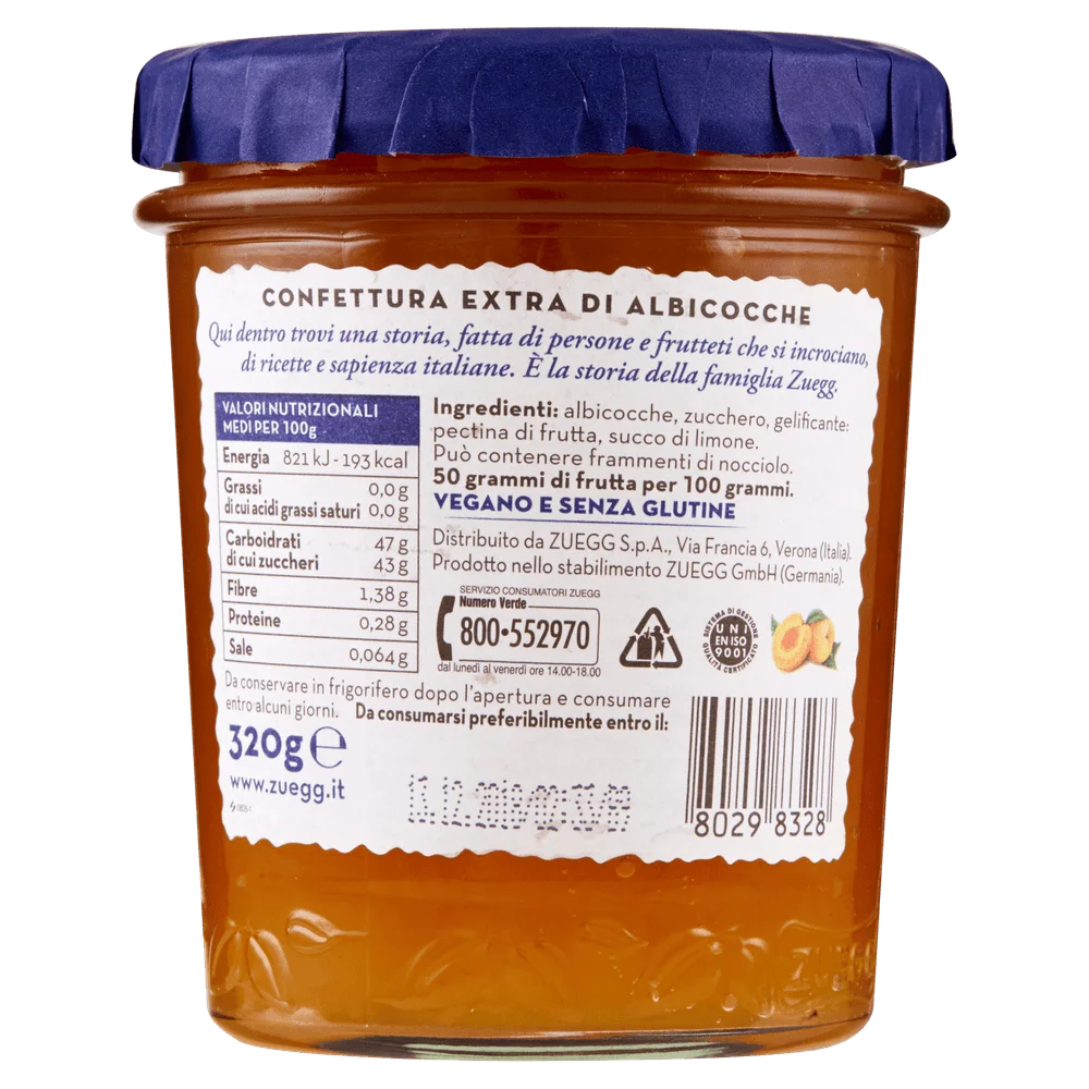 Geléia Zuegg | Geléia Zuegg Albicocche | Marmelada Zuegg | Zuegg Italia | 11,2 onças no total - Image 3