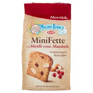 Biscoitos Mulino Bianco | Mini fatias de biscoito com mirtilo e amêndoas brancas Mulino | Crackers Mulino Bianco | Biscotti Mulino Bianco | 3,1 onças no total