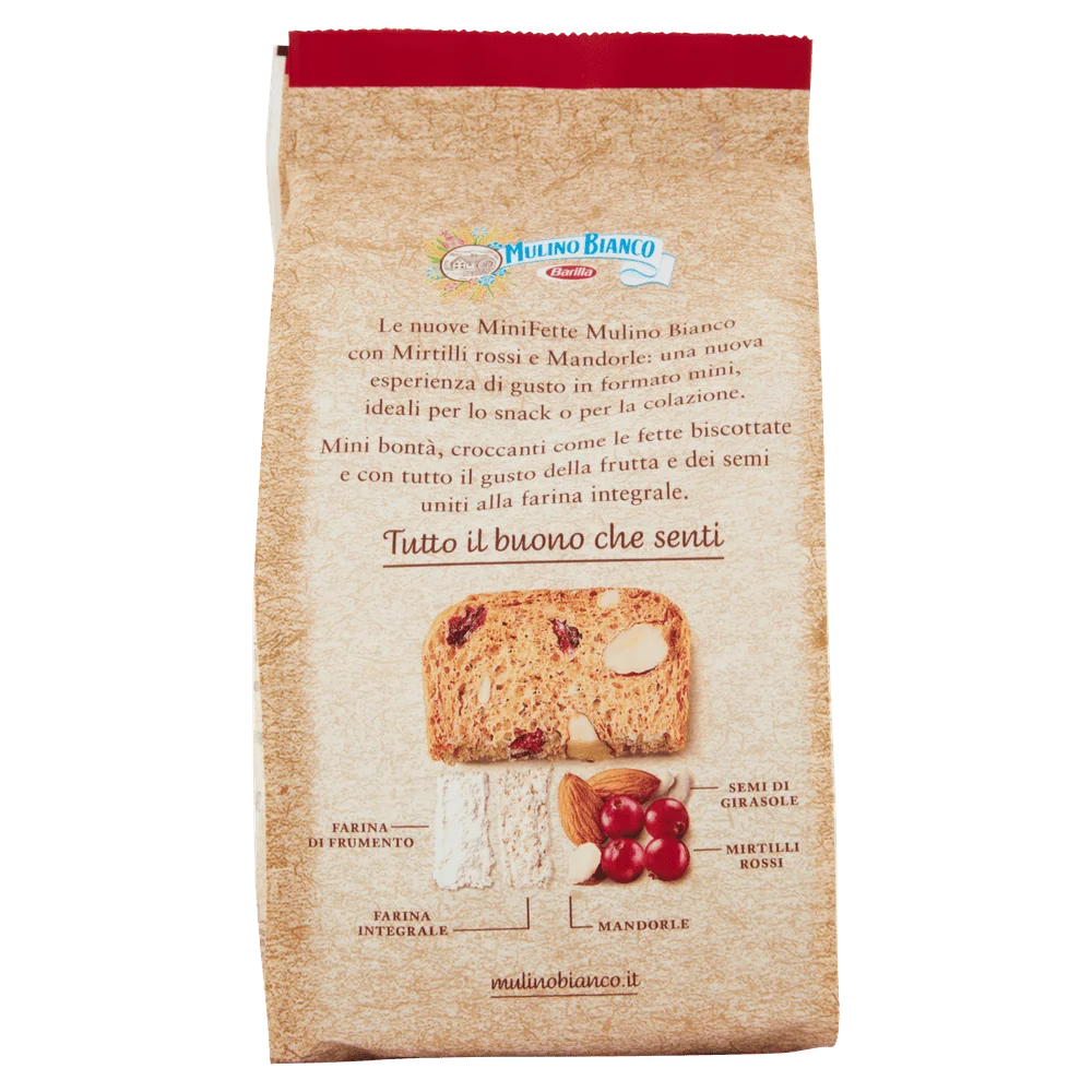 Biscoitos Mulino Bianco | Mini fatias de biscoito com mirtilo e amêndoas brancas Mulino | Crackers Mulino Bianco | Biscotti Mulino Bianco | 3,1 onças no total - Image 3