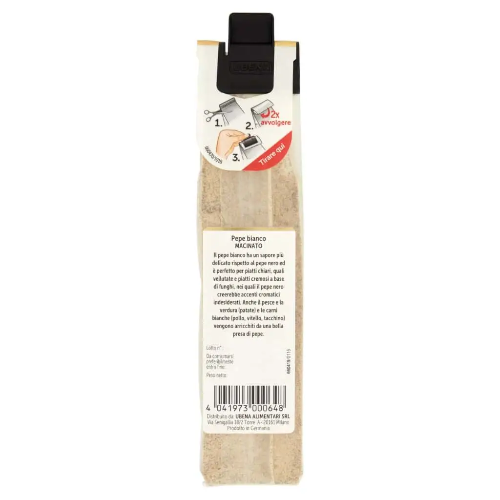 Especiarias Ubena | Pimenta Branca Moída Ubena | Especiarias e temperos italianos | Especiarias e temperos italianos da Itália | 1,1 onças no total - Image 6