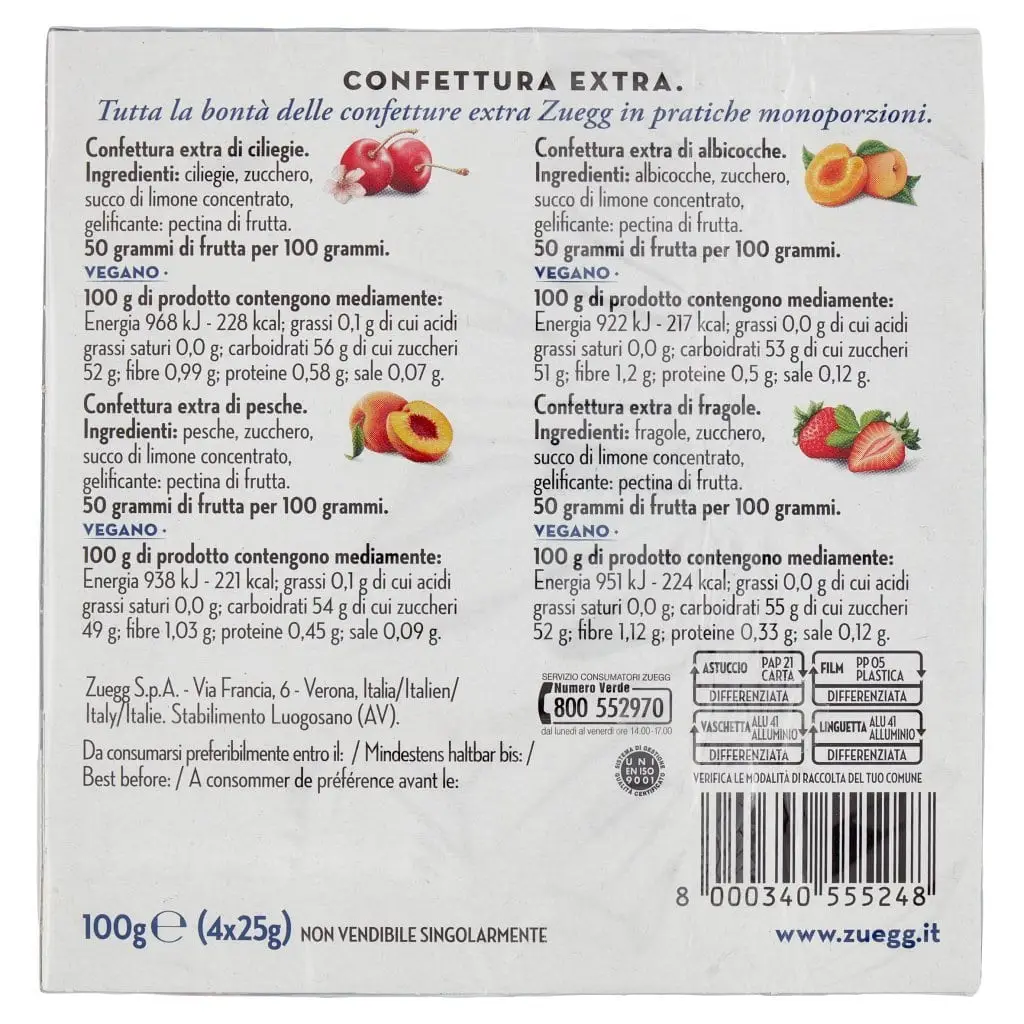 Zuegg Jam | Apricocot/Cherry/Strawberry/Peaches Jam | Zuegg Marmelade | Zuegg Italia | 3,5 Ounce Total - Image 6