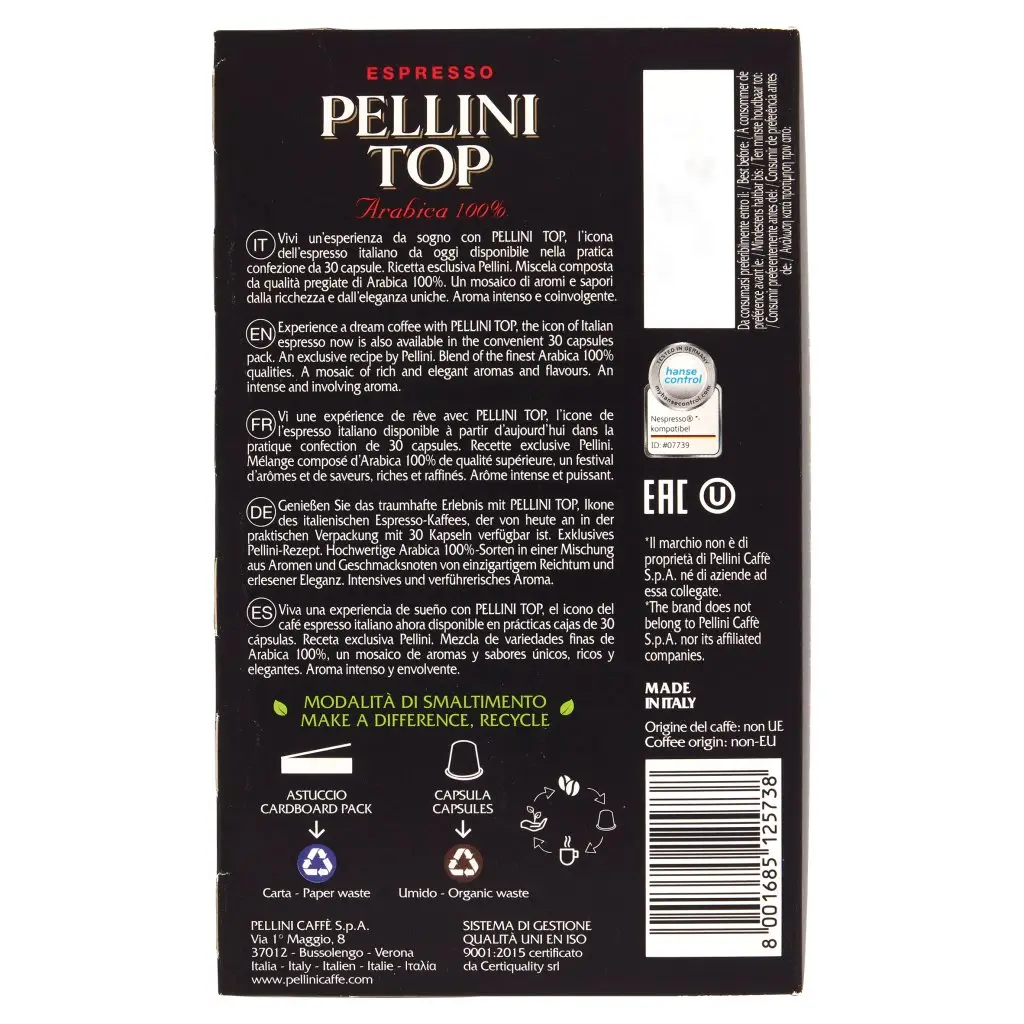 Pellini Coffee | Coffee Pods Top Pellini Compatible Nespr System Conf. From 30 | Pellini Espresso | Pellini Caffe | 5,2 Ounce Total - Image 6