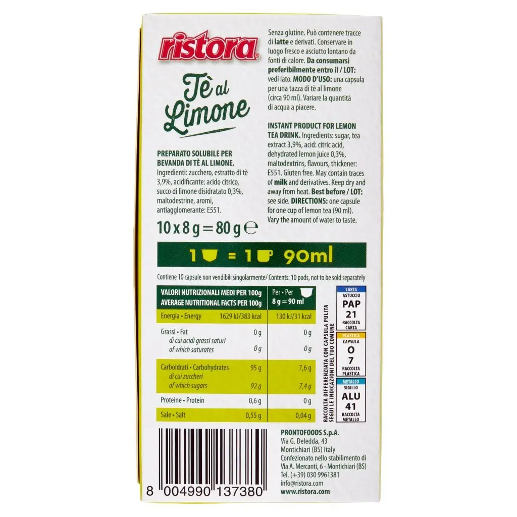 Ristora Tea | Refreshment Lemon In Nespr Compatible Pods 10 Pcs | Italian Tea | Ristora Italy | 2,8 Ounce Total - Image 6