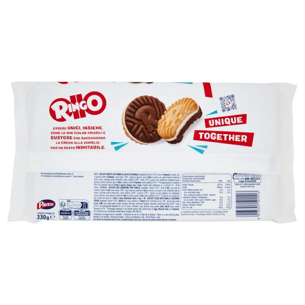 Ringo Cookies From Italy | Snack Biscuits Stuffed With Ringo Vanilla Cream | Ringo Biscuits | Italian Biscuits | 11,6 Ounce Total - Image 6