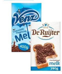 Hagelslag De Ruijter + Venz Duo Pack | Pépites de chocolat au lait | De Ruijter | Venz | Pépites de chocolat néerlandaises | 2 x 13,7 oz