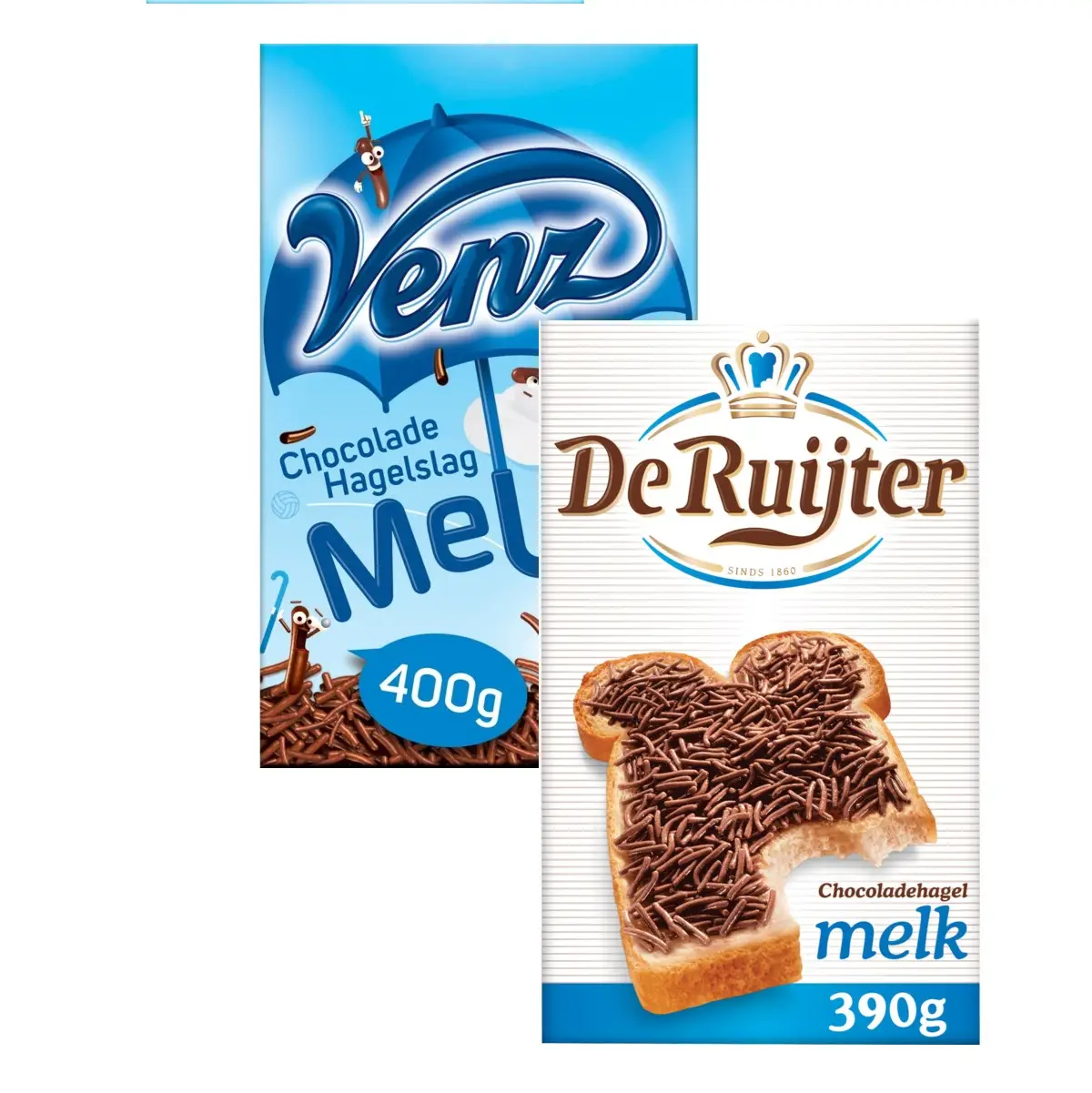Hagelslag De Ruijter + Venz Duo Pack | Chocolate Sprinkles Milk | De Ruijter | Venz | Dutch Chocolate Sprinkles | 2x 13.7 Oz