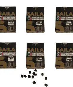 Saila Liquirizia | 6 x 2 paquets | Bonbons à la réglisse très pure sans sucre Double Saila Case | Réglisse Saila | Bonbons Saila