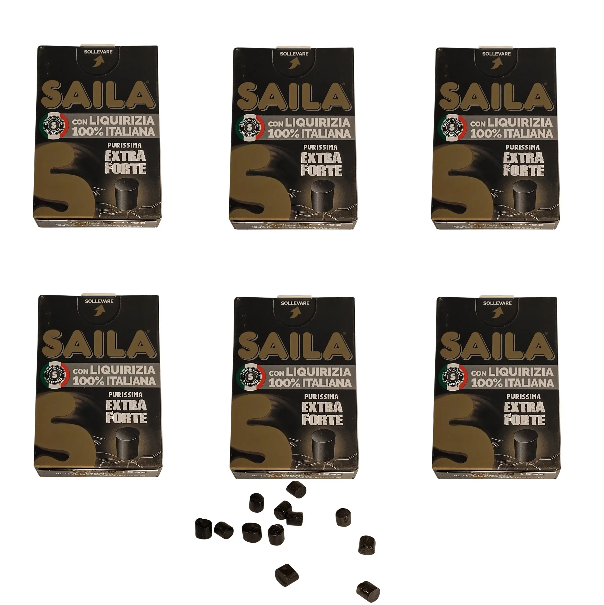 Saila Liquirizia | 6x2er-Pack | Sehr reine Lakritzbonbons ohne Zucker Doppelte Saila-Verpackung | Saila Lakritz | Saila Bonbons
