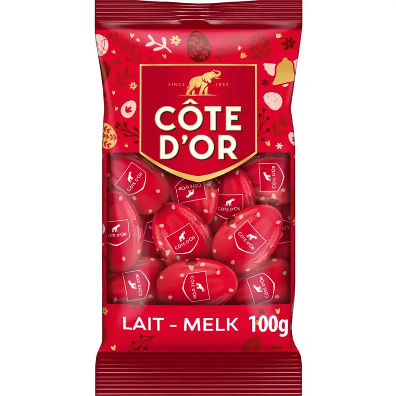 Ovos de chocolate ao leite belga Cote 'Or