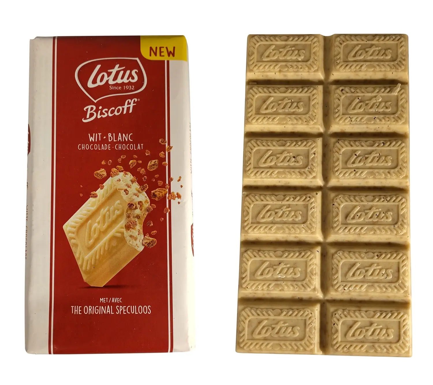 White Chocolate Biscoff Bar | Lotus Biscoff Chocolate Bar with Crispy Biscoff Pieces | 6.34 Oz/180 Gr